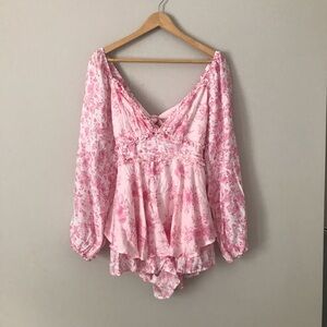 Altar D’state Pink Floral Mini Jumpsuit Dress Small Size New with Tag